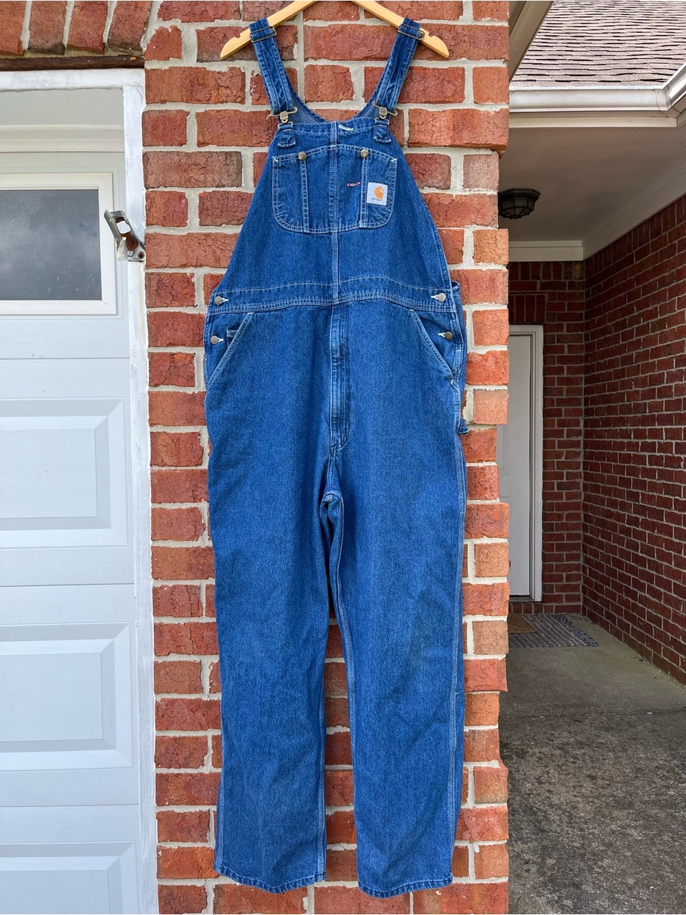 Carhartt Blue Denim Bib Overalls with Chest Pocket